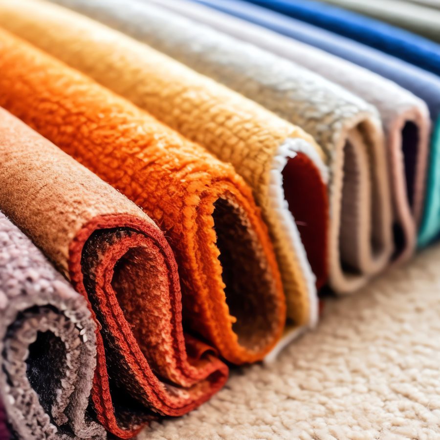 a group of colorful carpet rolls a group of colorful carpet rolls